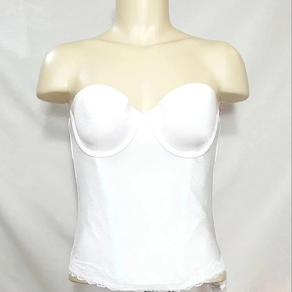 36B Jezebel 30242 Lace Attraction Bustier Long Line UW Bridal Bra White NWT